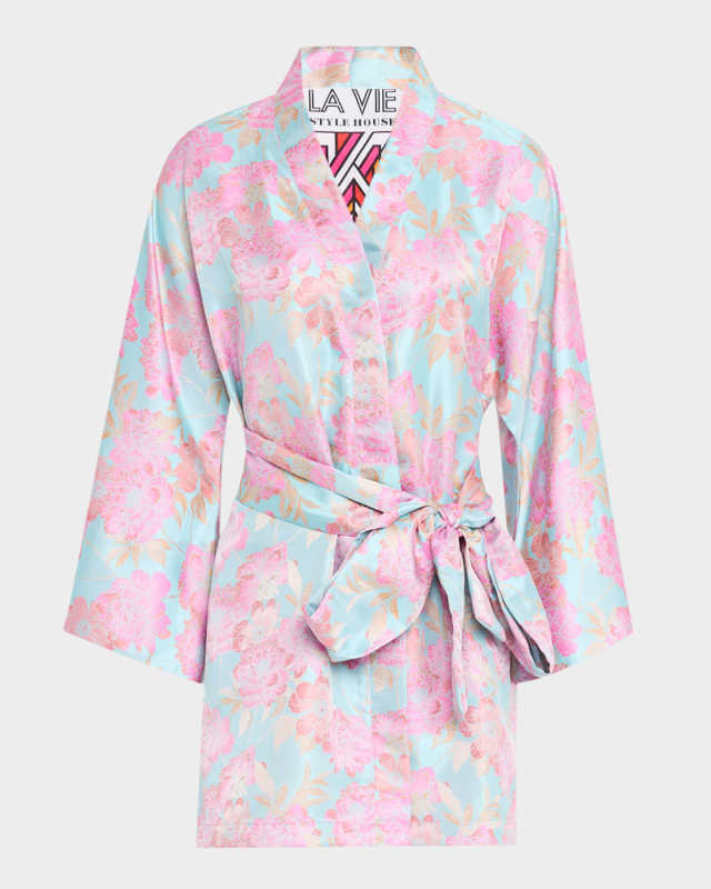 Floral Jacquard Mini Wrap Dress